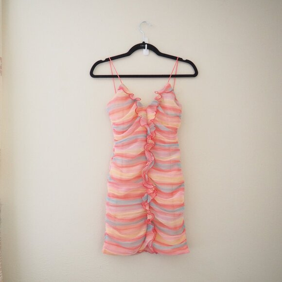 NWT Hello Molly Sweeter Together Rainbow Spaghetti Strap Mini Dress sz US 4 - Picture 6 of 11